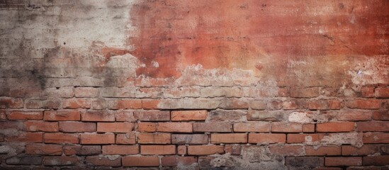 Old brick wall with red paint