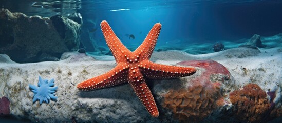 Starfish in blue ocean water