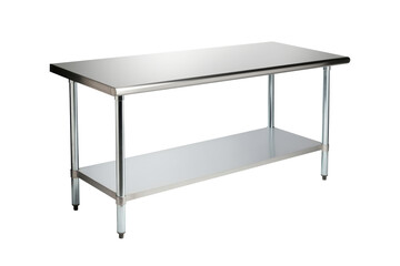 Stainless kitchen table isolated on transparent background,for prepare for cooking.