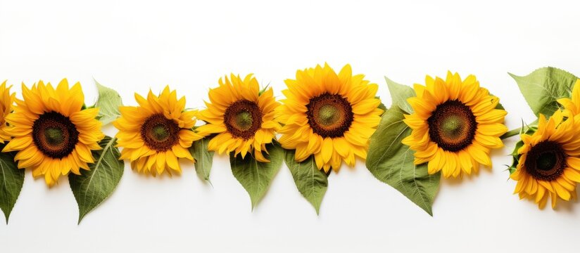 Vibrant Sunflowers Blooming Brightly on a Clean White Background