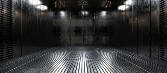 Sci-fi interior metal grid wallpaper background