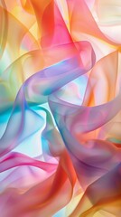 A rainbow abstraction in pastel hues, softly blurred and illuminated by studio lights