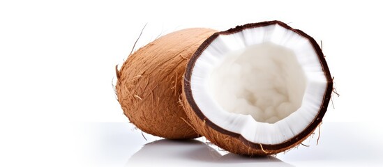 Coconut on white background