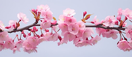 Obraz na płótnie Canvas Cherry tree branch with pink blossoms