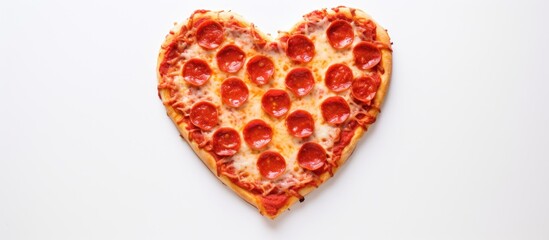 Fototapeta premium Heart Shaped Pepperoni Pizza with Cheese