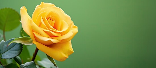 Yellow rose in vase on table