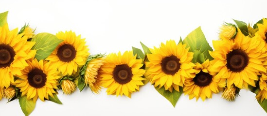 Vibrant Sunflowers Blooming on a Clean White Background in Natural Glow