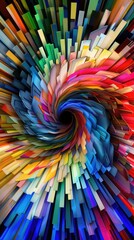 Colorful background with spiral effect. Ribbons of different colors.