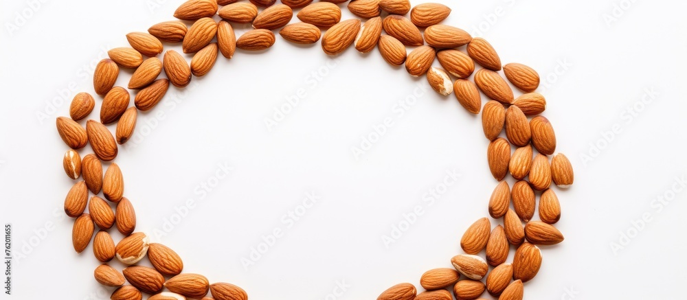 Poster almonds arranged in circular pattern