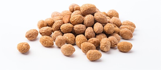 Assorted Peanuts Scattered on Clean White Surface - Healthy Snack Concept