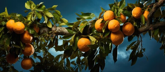 Vibrant Orange Tree Laden with Citrus Fruits in a Lush Orchard