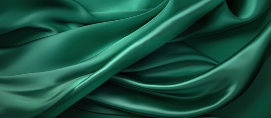 Fototapeta premium Flowing Green Silk Fabric Background with Elegance and Softness for Fashion and Textile Designs