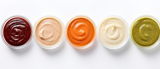Different sauces in various colors