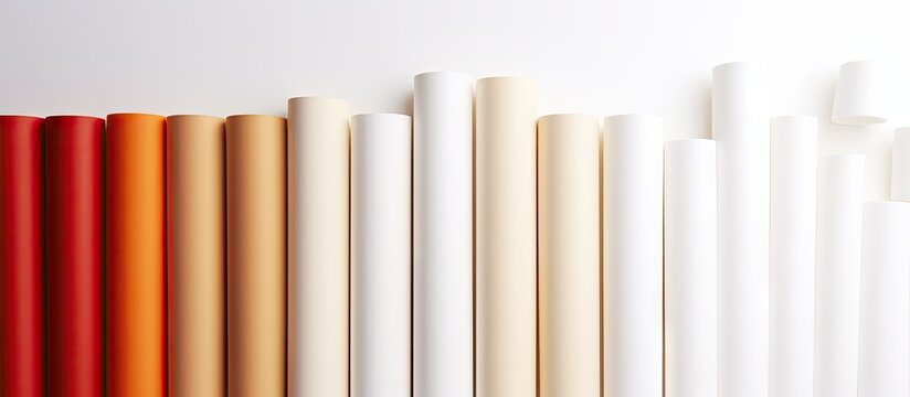 Row of White and Orange Paper Rolls
