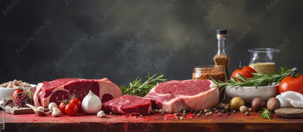 Canvas Prints Raw beef on a wooden cutting board