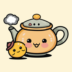 Vector hand-drawn tea with Mandarin illustration