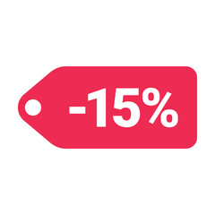red 15 percent discount label on white background