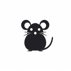 Simple Black Mouse Logo Icon on a Pristine White Background