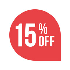 red 15 percent discount label on white background
