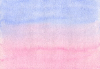Watercolor background, blue to pink gradation