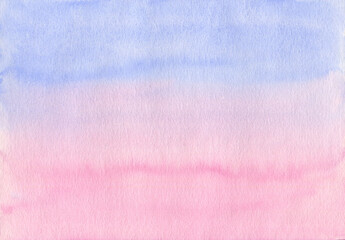 Watercolor background, blue to pink gradation