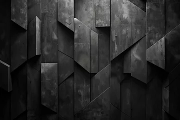 Fototapeten Stark, high-contrast geometric shapes on a pure black background for dramatic introductions © Seksan