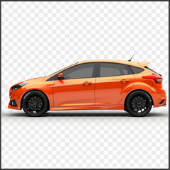 3d modern orange car on a transparent background