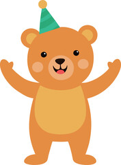 Obraz premium teddy bear feel happy and raise hand vector concept