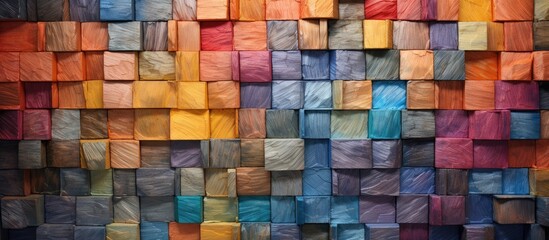 Multicolored wall panel, textured backdrop.
