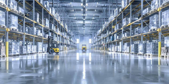 empty warehouse with rows and columns lined up,Warehouse industrial and logistics companies. Commercial warehouse. Huge distribution warehouse with high shelves.