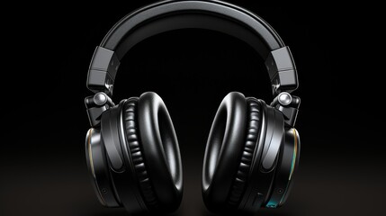 Black Headphones on Dark Background