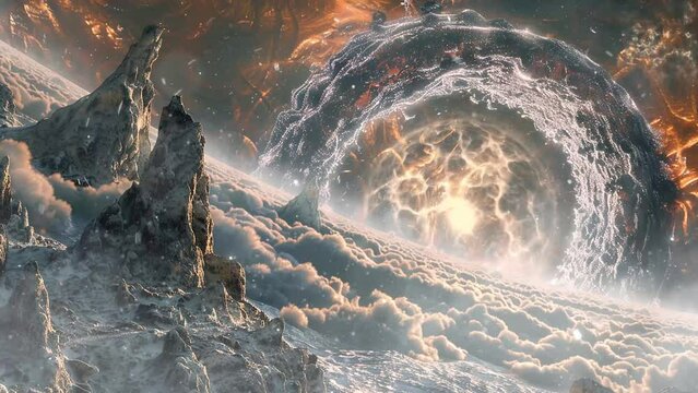 asteroid ascension ethereal being materializes. seamless looping overlay 4k virtual video animation background