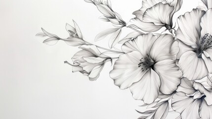 Botanical elegance: Hand-drawn leaves against a clean white backdrop.