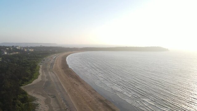An Aerial shot of Miramar Beach at Panjim, Goa, India
