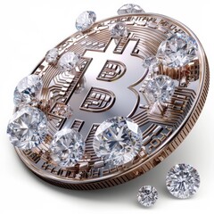 Bitcoin Surrounded by Diamonds