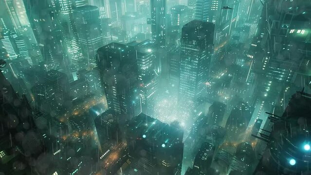 multidimensional cityscape discovery ancient alien. seamless looping overlay 4k virtual video animation background