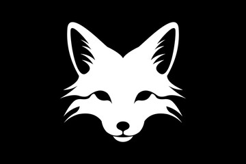 Flat Fox Head Illustration Vector Logo Design