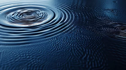 Poster Water rings, ripples on dark blue © Media Srock