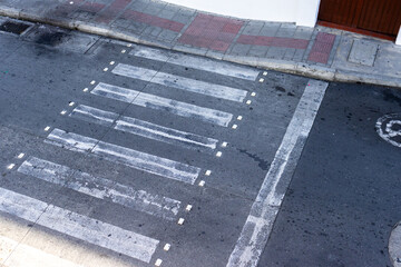 Fototapeta premium Pedestrian crossing on the street of a small town