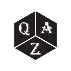 QAZ letter logo design on white background. QAZ creative initials letter logo concept. QAZ letter design.
