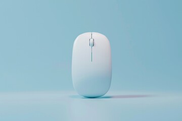 3D render of minimalist mouse icon, on isolated pastel sky blue background, Generative AI