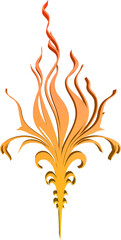 3D illustration render of abstract fire symbol of different shapes and colors on a transparent background