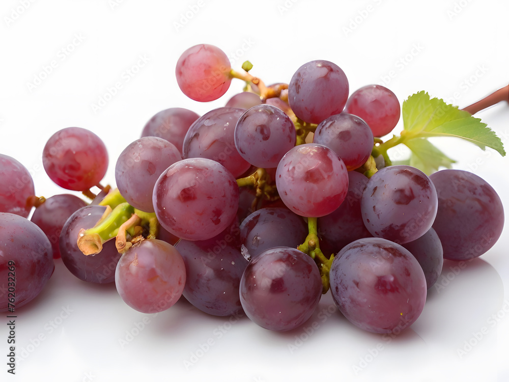 Poster red grapes on a white background generative by ai