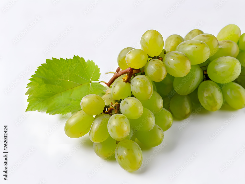 Poster bunch of green grapes isolated on a white background generative by ai