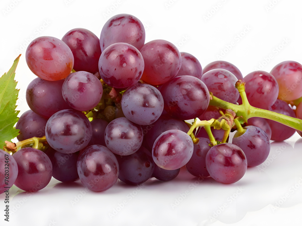 Poster red grapes on a white background generative by ai