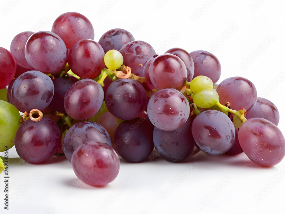Poster red grapes on a white background generative by ai