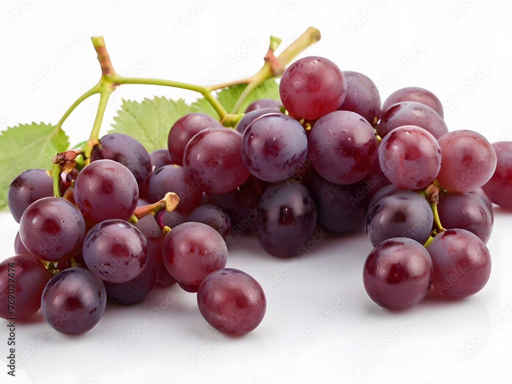 Poster red grapes on a white background generative by ai