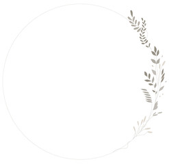 Delicate floral circle, circle border with leaves. Vector isolated.