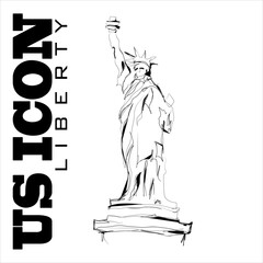 Freehand sketch vector illustration of the Statue of Liberty as an icon of the United States