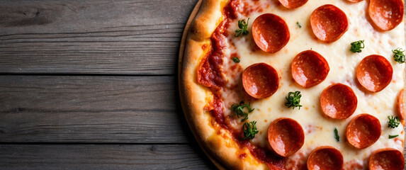 Italian pizza on blank background for text space. Copy space for text.